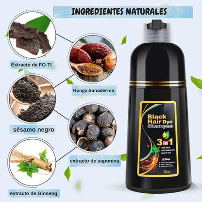 CHAMPÚ CUBRE CANAS NATURAL 500ml- HAIR DYE 3 en 1